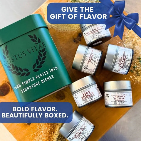 Gourmet Seasoning Gift Set – 6 Artisanal Spice Blends in 4oz Tins | Handcrafted Flavor Collection | Made in USA Gustus Vitae  Collections & Gift Sets