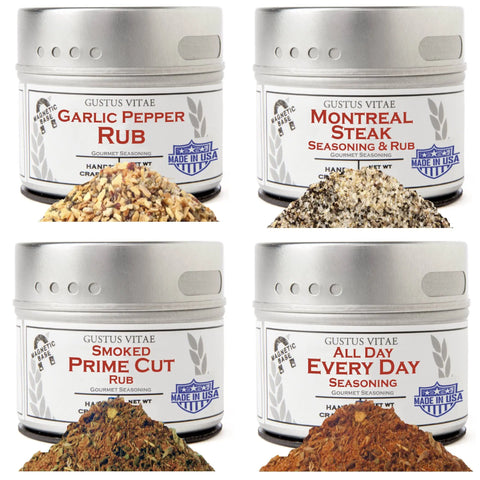 Gourmet Seasonings 4-Pack Collection – Handcrafted Rubs | Made in USA Gustus Vitae  Collections & Gift Sets