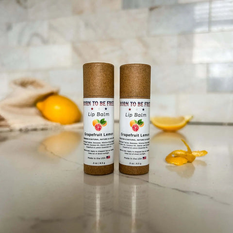 Grapefruit Lemon Lip Balm for Dry Lips – Nourishing Natural Tallow Formula | Made in USA Born to be Free  Lip Balm