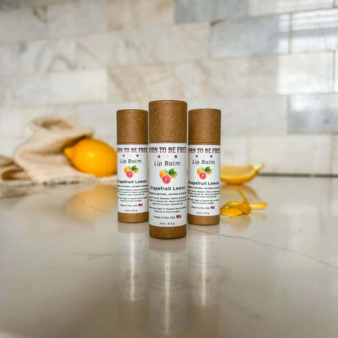 Grapefruit Lemon Lip Balm for Dry Lips – Nourishing Natural Tallow Formula | Made in USA Born to be Free  Lip Balm