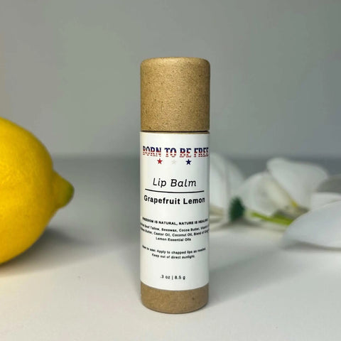 Grapefruit Lemon Lip Balm for Dry Lips – Nourishing Natural Tallow Formula | Made in USA Born to be Free  Lip Balm