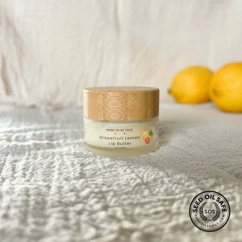 Grapefruit Lemon Lip Butter – Nourishing Citrus Lip Balm With Grass-Fed Beef Tallow | Made in USA Born to be Free  Lip Butter