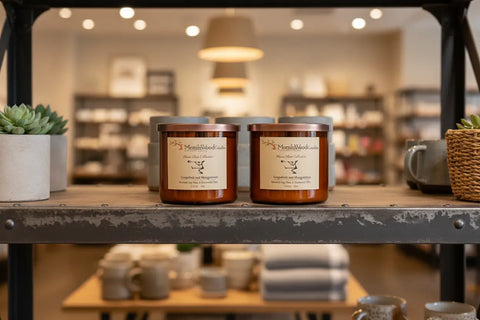 Grapefruit and Mangosteen-Soy 3-Wick Blown Glass Collection MorninWood Candles  3 Wick Candle