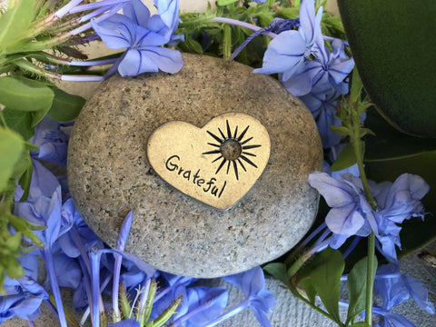 Grateful Heart Inspiration Stone – Handcrafted Garden Accent – Gratitude Reminder Rock | Made in USA Whitney Howard Designs  Rock Garden