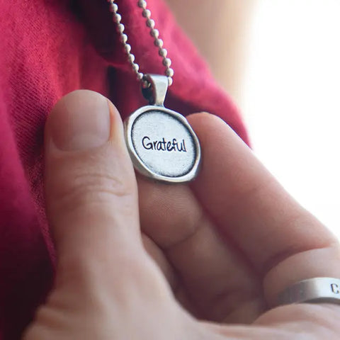 Grateful Wax Seal Pendant – Recycled Lead-Free Pewter Charm | Made in USA by Whitney Howard Designs Whitney Howard Designs  Wax Seals