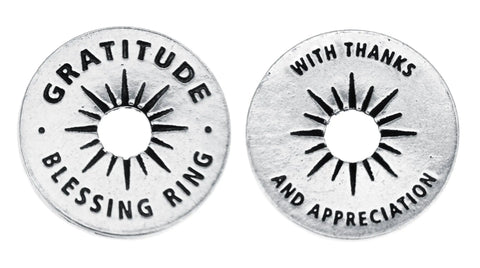 Gratitude Blessing Ring Charm – Handcrafted Pewter Token with Sunburst Design | Made in USA Compact Gift Accessory Whitney Howard Designs  Blessing Ring