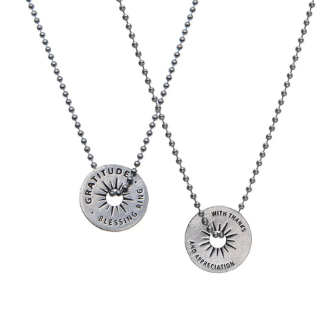 Gratitude Blessing Ring Charm – Handcrafted Pewter Token with Sunburst Design | Made in USA Compact Gift Accessory Whitney Howard Designs  Blessing Ring