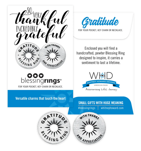 Gratitude Blessing Ring Charm – Handcrafted Pewter Token with Sunburst Design | Made in USA Compact Gift Accessory Whitney Howard Designs  Blessing Ring