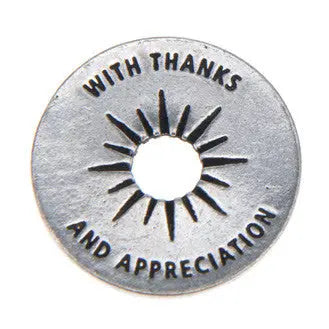 Gratitude Blessing Ring Charm – Handcrafted Pewter Token with Sunburst Design | Made in USA Compact Gift Accessory Whitney Howard Designs  Blessing Ring