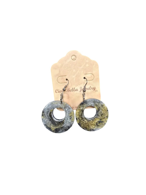 Gray And Gold Glitter Circle Drop Earrings – Lightweight Handmade Statement Jewelry | Made In USA Michelle Marie Boutique  Earrings