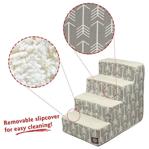 Arrow 4-Step Pet Stairs – Soft Cushioned Dog and Cat Ramp | Made in USA Majestic Pet 