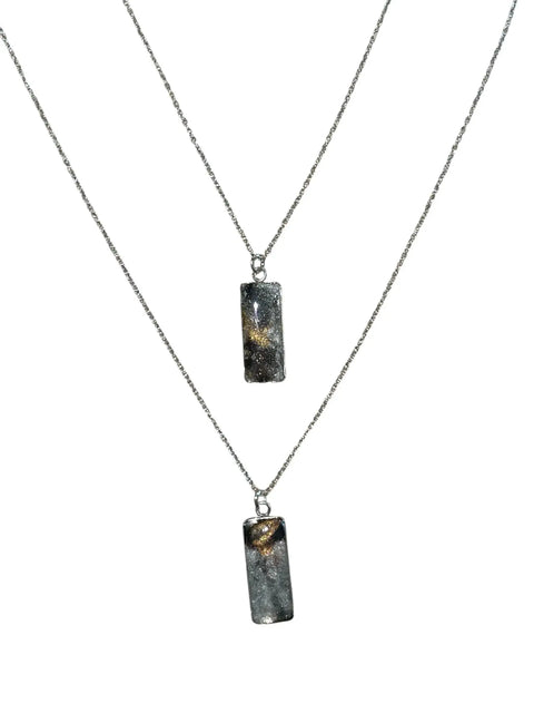 Gray Brain Cancer Awareness Rectangle Pendant Necklace – Adjustable Silver Chain Jewelry | Made in USA Michelle Marie Boutique  Pendant Necklace
