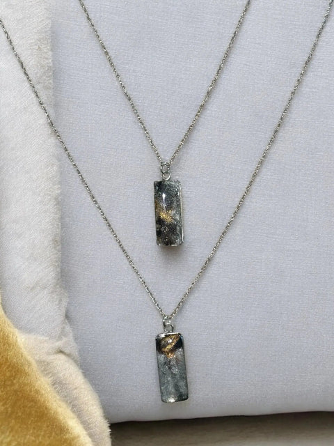 Gray Brain Cancer Awareness Rectangle Pendant Necklace – Adjustable Silver Chain Jewelry | Made in USA Michelle Marie Boutique  Pendant Necklace
