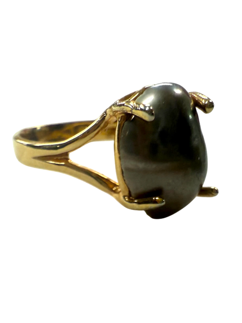 Gray Freshwater Pearl Statement Ring 12x9mm Oval – 10k Gold-Plated Sterling Silver Fashion Jewelry | Made in USA Michelle Marie Boutique  Rings