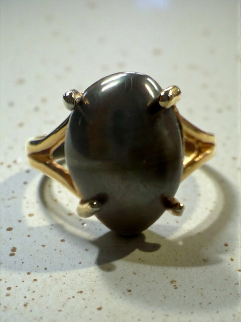 Gray Freshwater Pearl Statement Ring 12x9mm Oval – 10k Gold-Plated Sterling Silver Fashion Jewelry | Made in USA Michelle Marie Boutique  Rings