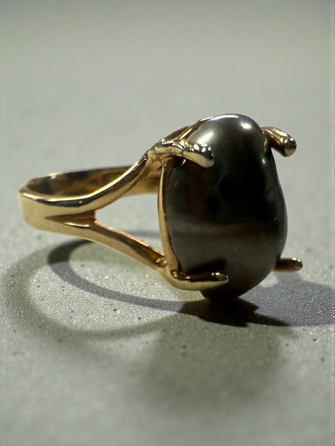Gray Freshwater Pearl Statement Ring 12x9mm Oval – 10k Gold-Plated Sterling Silver Fashion Jewelry | Made in USA Michelle Marie Boutique  Rings