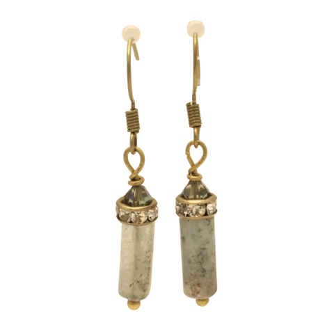 Gray Kyanite Cylinder Drop Earrings With Swarovski Accents – Sterling Silver | Made in USA Michelle Marie Boutique  Earrings