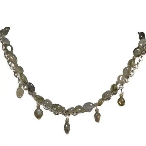 Gray Labradorite Gemstone Necklace With Stainless Steel Chain – Handcrafted Jewelry Gift | Made in USA Michelle Marie Boutique  Necklace