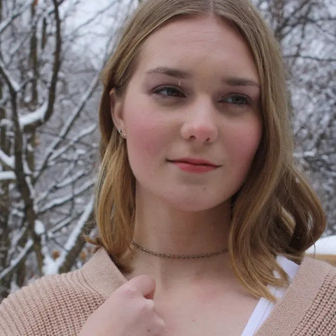 Gray Lavender Crystal Chain Necklace – Dainty AB Coated Pendant – Handmade Jewelry | Made in USA Michelle Marie Boutique  Necklace