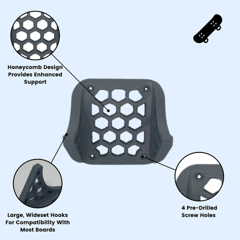 Gray Skateboard Wall Mount Hanger – Durable Board Holder | Made in USA Chatelet Manufacturing 