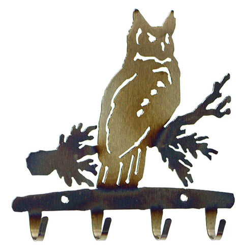Great Horned Owl Key Rack – Handcrafted Metal Wall Decor | Made In USA – Custom Wall Decor Knights Home Decor  item