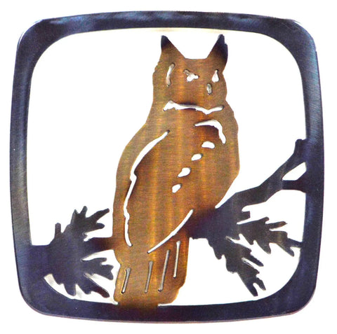 Great Horned Owl Metal Trivet – Rustic Kitchen Heat Shield Decor | Handcrafted in USA Knights Home Decor  item