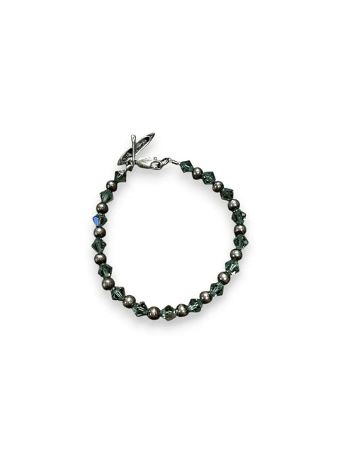 Green Austrian Crystal Beaded Bracelet With Detailed Canoe Charm – Handmade Jewelry | Made in USA Michelle Marie Boutique  Bracelets