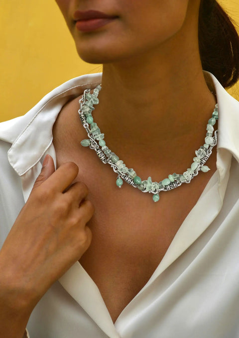 Green Aventurine Gemstone Necklace – Handmade Alloy Filigree Chain | Made in USA Luxury Jewelry Gift Michelle Marie Boutique  Necklaces