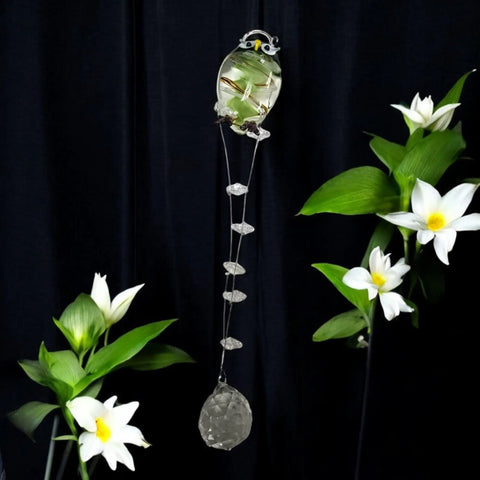 Green Brown Blown Glass Owl Car Pendant With Crystal Accents – Unique Car Charm | Made in USA Michelle Marie Boutique 