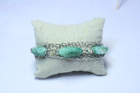 Green Druzy Multi Silver Chain Wrap Bracelet Michelle Marie Boutique  Bracelet