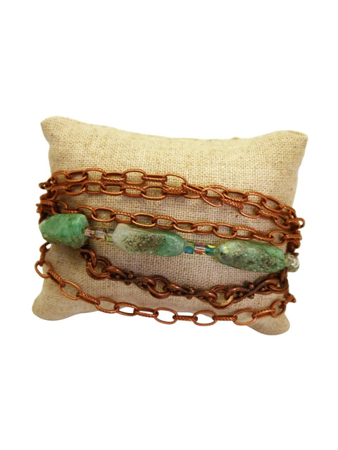 Green Druzy Multi-Strand Copper Chain Bracelet 6.75-8 Inch Adjustable | Handmade Jewelry Made in USA Michelle Marie Boutique  Bracelet