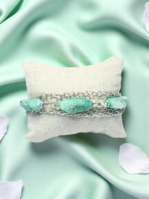 Green Druzy Multi-Strand Copper Chain Bracelet 6.75-8 Inch Adjustable | Handmade Jewelry Made in USA Michelle Marie Boutique  Bracelet