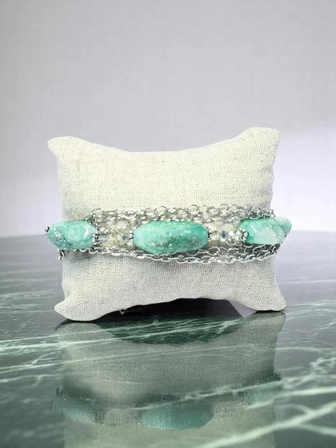 Green Druzy Multi-Strand Copper Chain Bracelet 6.75-8 Inch Adjustable | Handmade Jewelry Made in USA Michelle Marie Boutique  Bracelet