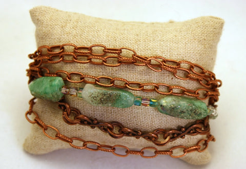 Green Druzy Wrap Bracelet 7 to 8.25 Inch Adjustable Multi Copper Chain Jewelry | Made in USA Michelle Marie Boutique  Bracelet