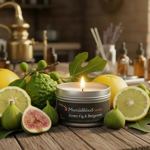 Green Fig and Bergamot Soy Tin Candle – 7oz Hand-Poured Home Fragrance | Made in USA MorninWood Candles  Candles