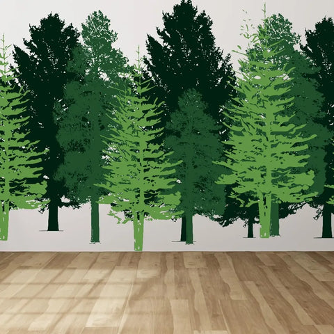 Green Forest Trees Wall Decals for Kids Rooms – Small Size | Made in USA Chatelet Manufacturing 