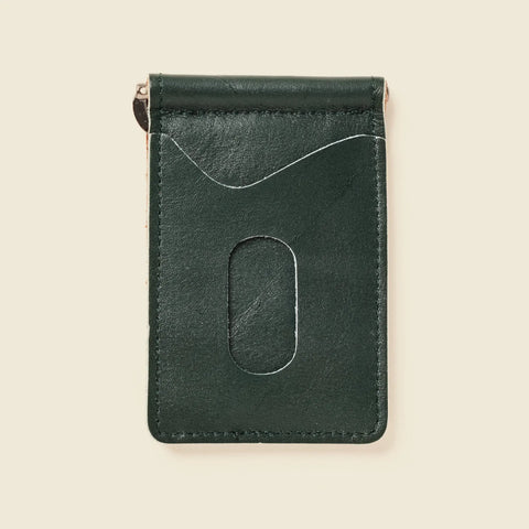 Green Full Grain Leather Money Clip Wallet 4x3 Inch – Handmade in USA CASUPO  Money Clip Wallet