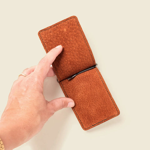 Green Full Grain Leather Money Clip Wallet 4x3 Inch – Handmade in USA CASUPO  Money Clip Wallet