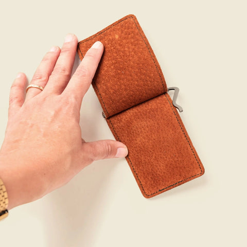 Green Full Grain Leather Money Clip Wallet 4x3 Inch – Handmade in USA CASUPO  Money Clip Wallet