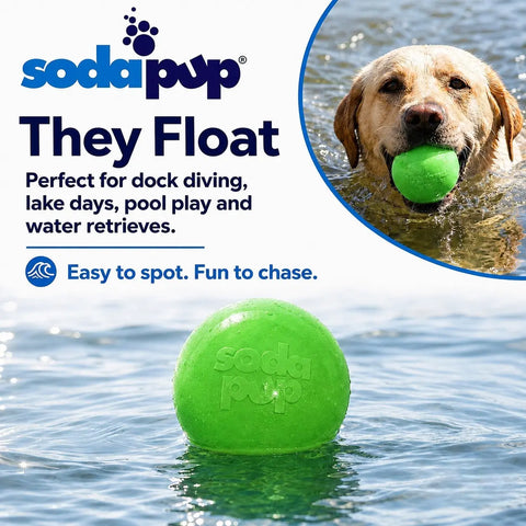 Green Glitter Dog Fetch Balls 2-Pack – 2.5 Inch Soft PUP-X Rubber Treat Dispensing Toy | Made in USA SodaPup  Rubber Dog Toys