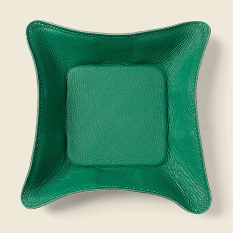Green Leather Travel Valet Tray 8 Inch – Personalized | Handmade in USA CASUPO  Small Leather Goods