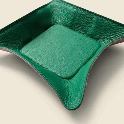 Green Leather Travel Valet Tray 8 Inch – Personalized | Handmade in USA CASUPO  Small Leather Goods