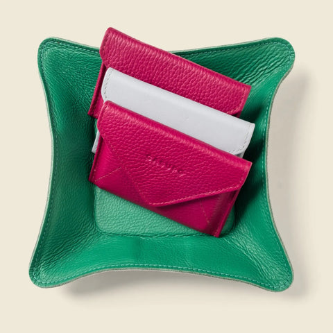 Green Leather Travel Valet Tray 8 Inch – Personalized | Handmade in USA CASUPO  Small Leather Goods