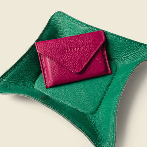 Green Leather Travel Valet Tray 8 Inch – Personalized | Handmade in USA CASUPO  Small Leather Goods