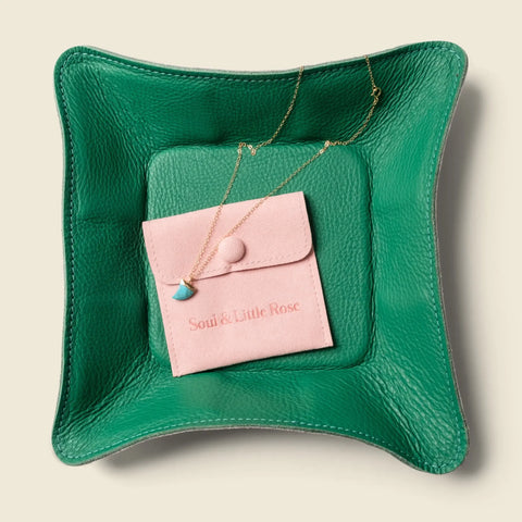 Green Leather Travel Valet Tray 8 Inch – Personalized | Handmade in USA CASUPO  Small Leather Goods