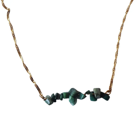 Green Malachite Bar Necklace – 10K Gold Plated Chain Adjustable 10-20 Inch | Made in USA by Michelle Marie Boutique Michelle Marie Boutique  Necklace