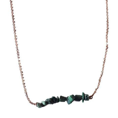 Green Malachite Bar Necklace – 10K Gold Plated Chain Adjustable 10-20 Inch | Made in USA by Michelle Marie Boutique Michelle Marie Boutique  Necklace