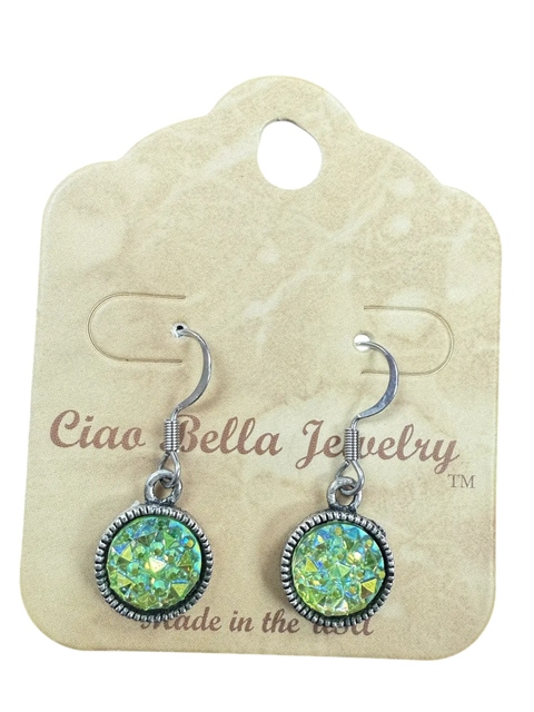 Green and Blue Crystal Beaded Bracelet with Druzy Earrings Set – Handmade Jewelry Gift | Made in USA Michelle Marie Boutique  Bracelet Set