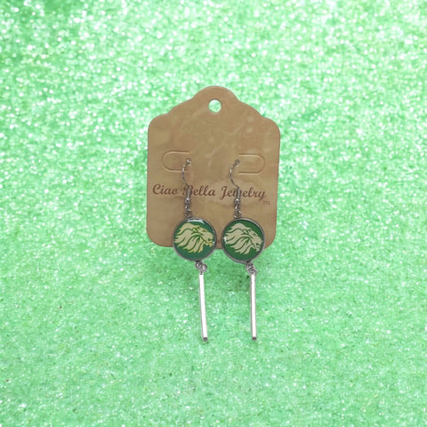Green and White Lion Head Resin Earrings – Lightweight Sterling Silver Dangle | Handmade in USA Michelle Marie Boutique  Earrings