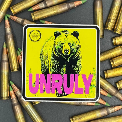 Grizzly Bear Unruly Sticker – 3 Inch Durable Decal | Made in USA American Lictor  Vinyl Stickers